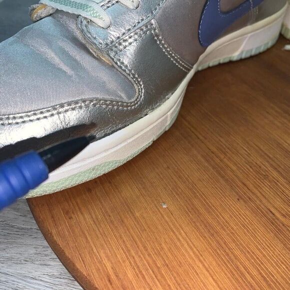 NIKE Dunk Low Floral Shoes GS 6Y Womens 7.5 309601-042 Metallic Silver Blue Moon - Picture 15 of 16